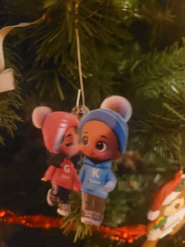 Customer photo review of Cute Cartoon Couple Walking Personalized Acrylic Christmas Ornament
