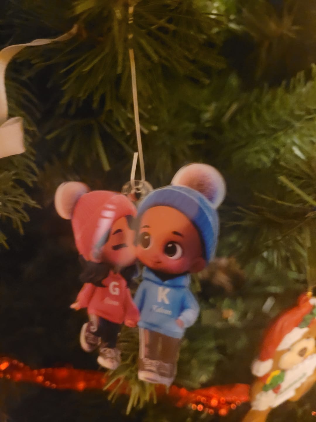 Customer photo review of Cute Cartoon Couple Walking Personalized Acrylic Christmas Ornament