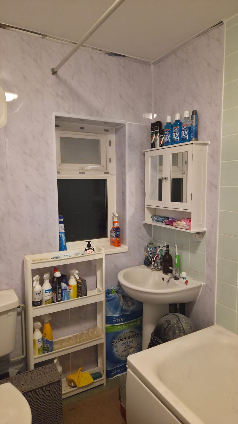 Customer photo review of 8mm Storm Grey Marble Bathroom Wall Panel 2.6M