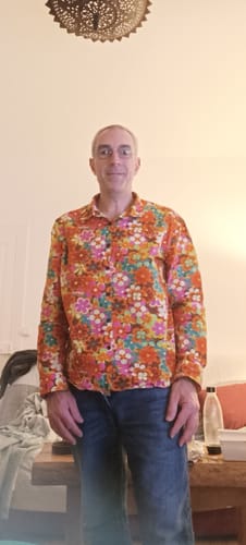 Customer photo review of Chemise à manches longues pour homme à imprimé floral vintage des années 70