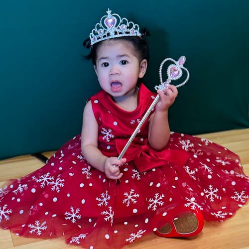 Customer photo review of Little Girl Dress Toddler Prom Beaded Round Neck Sleeveless Puffy Princess Dress