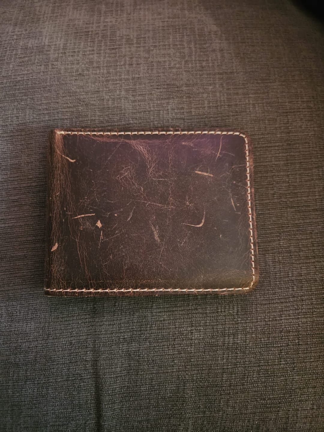 Customer photo review of Brown Full Grain Leather Minimalist Wallet
