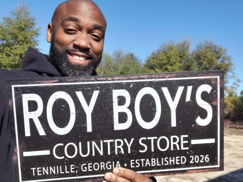 Customer photo review of Farm Entrance Sign - Large Metal Barn Sign Custom Name