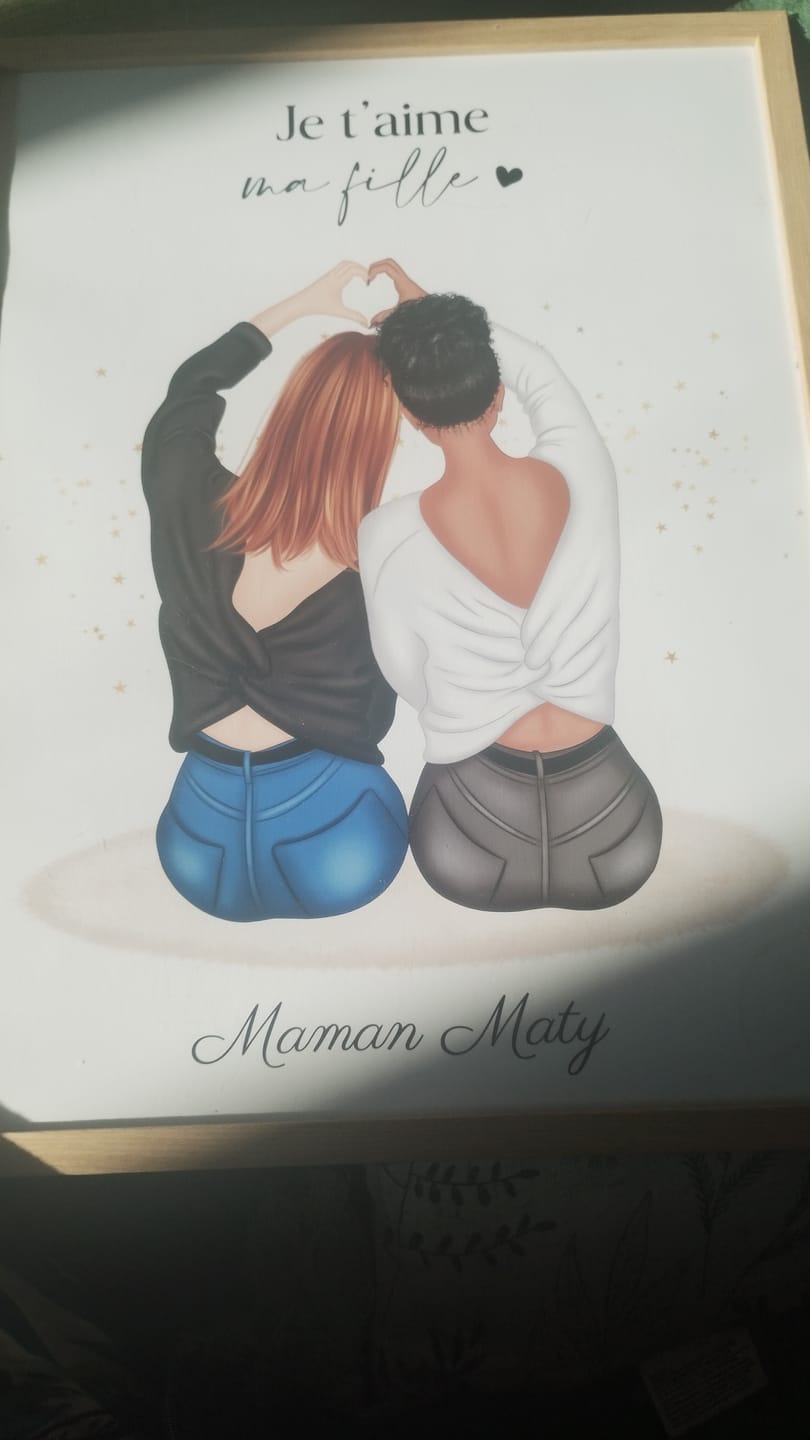 Customer photo review of Affiche Personnalisée - Couple & Animaux Chat Chien et Lapin