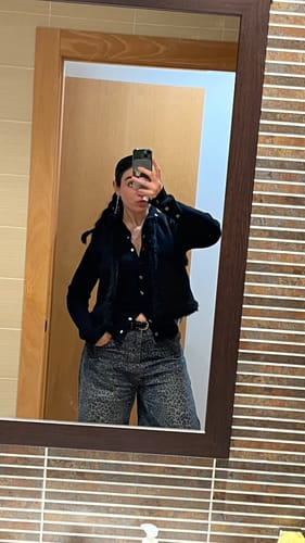 Customer photo review of Omirad Leopard Print Barrel Denim Pants