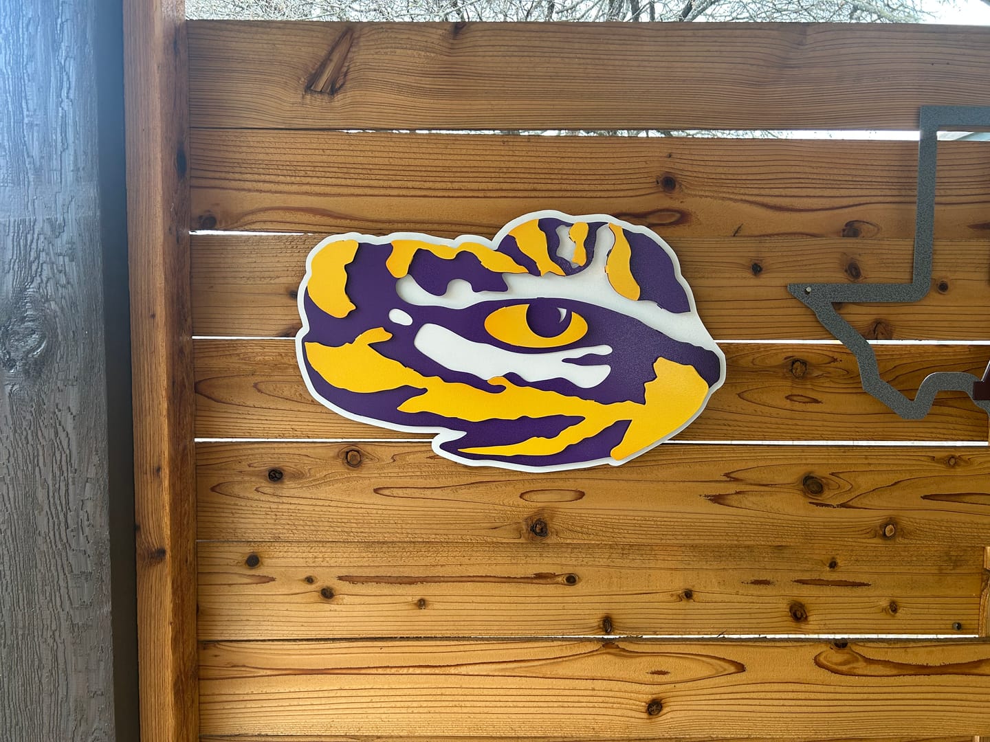 Customer photo review of LSU "Tiger Eye" 3D Vintage Metal Wall Art