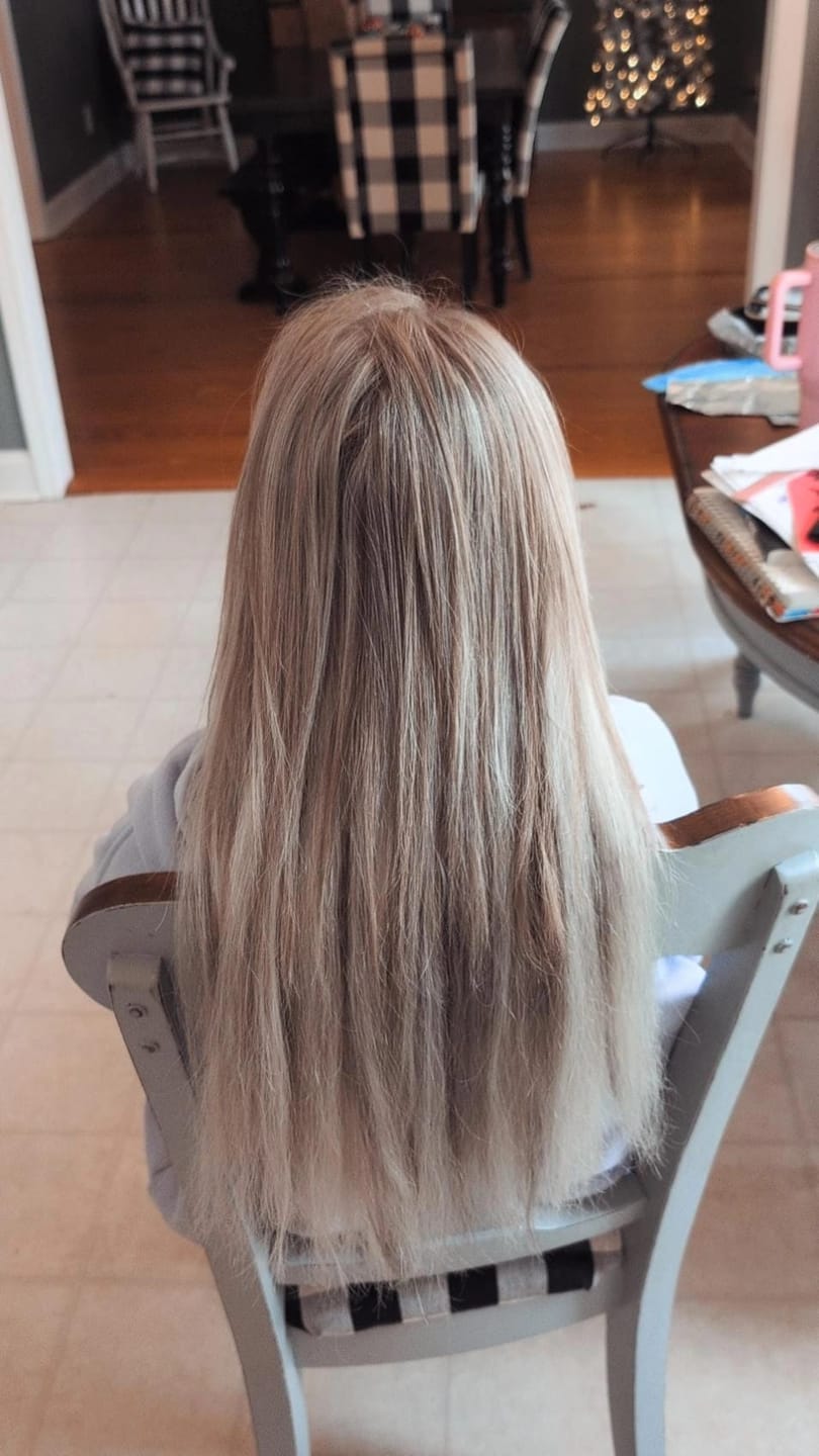 Customer photo review of Blonde #60 Straight DIY Hair Extensions Home Kit