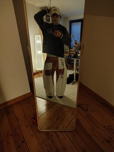 Customer photo review of Omirad Chain Print Cross Barrel Jeans