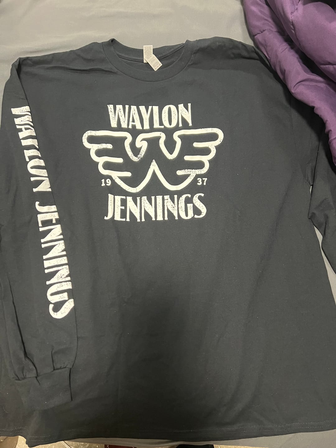 Customer photo review of Stack Logo Waylon Jennings Longsleeve Shirt