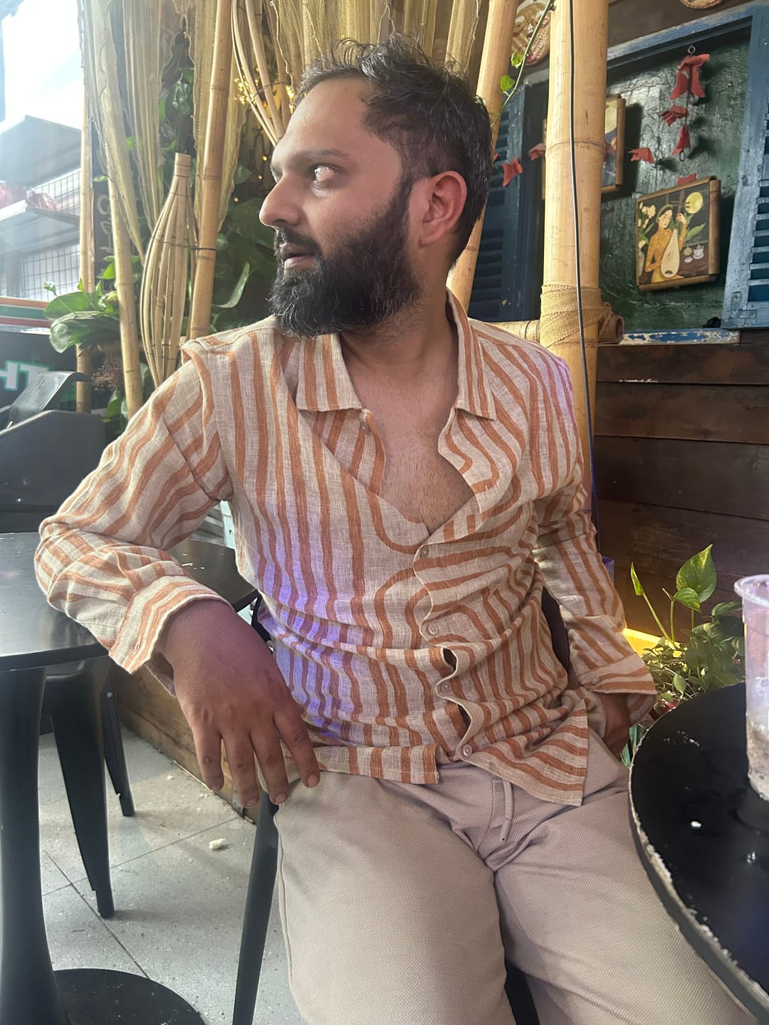 Customer photo review of Rust Brown Regular Fit Full Sleeves Shirt