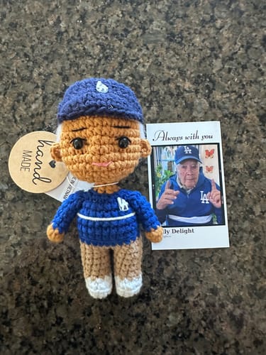 Customer photo review of Dolly® Personalized Crochet Doll with Photo Card