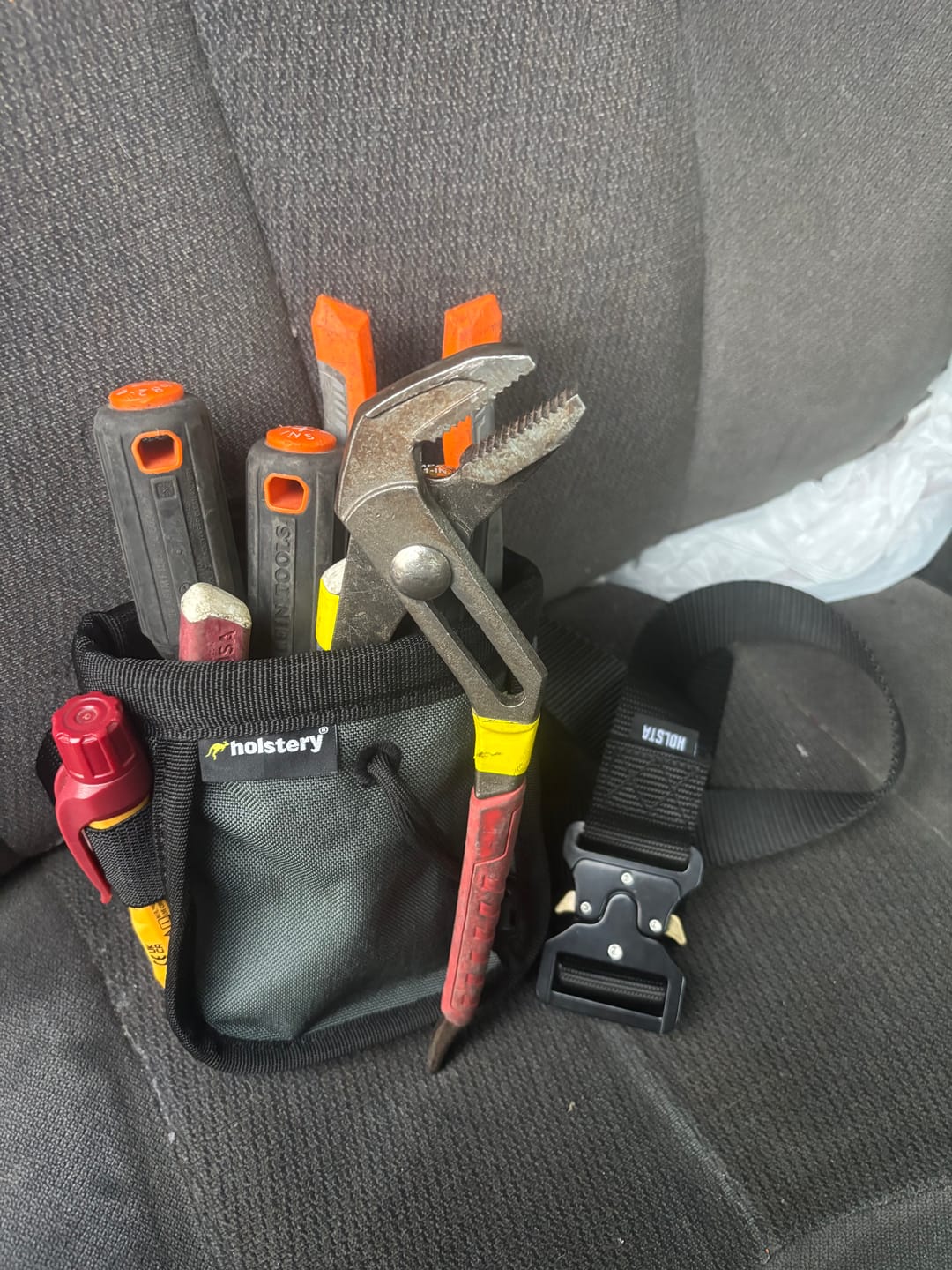 Customer photo review of Joey Pouch | Clip-On Tool & Hardware Pouch