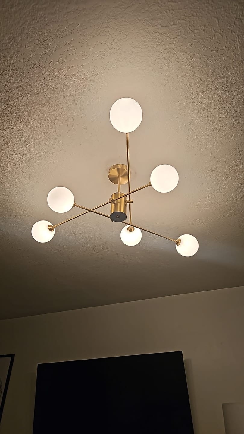 Customer photo review of 6-Light Opal Glass Globe Linear Sputnik Semi Flush