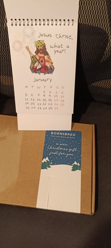 Customer photo review of Jesus Christ What a Year 2026 Calendar | Weird watercolour