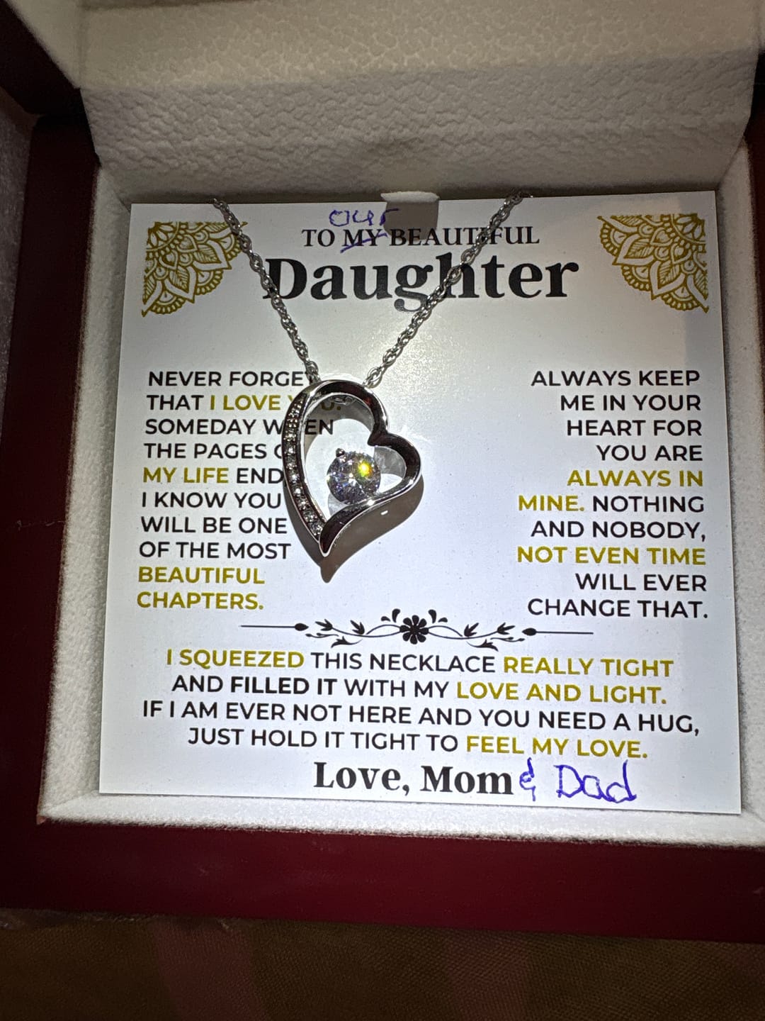 Customer photo review of To My Beautiful Daughter - Mom - Forever Love Gift Set - SS514M