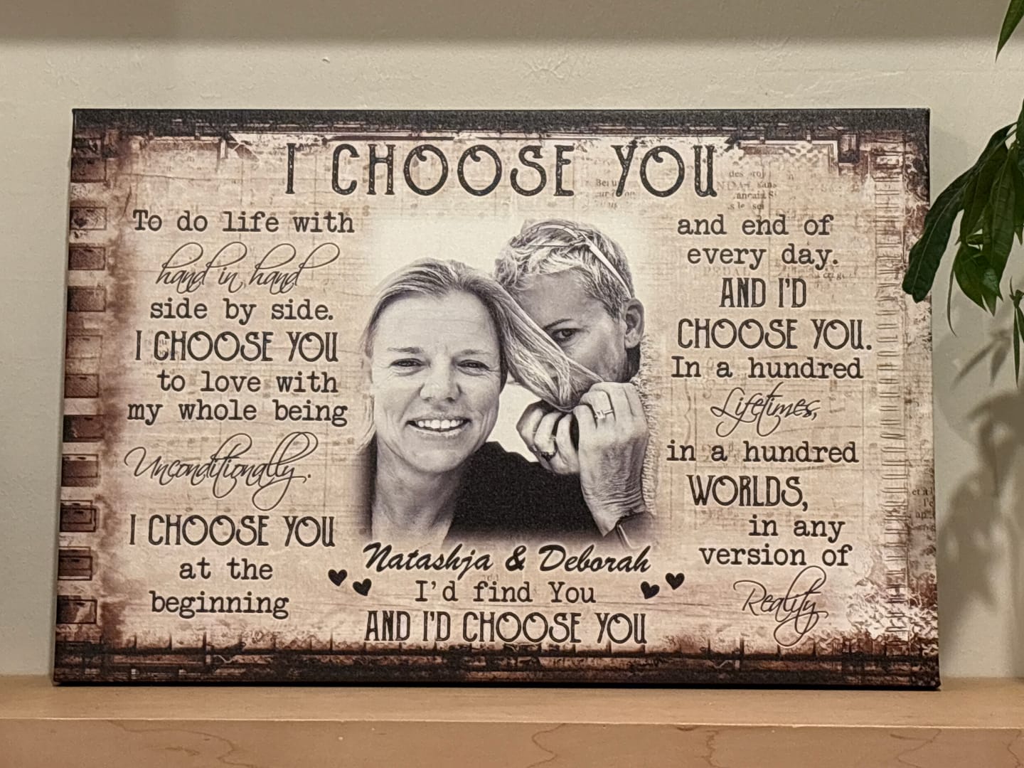 Customer photo review of Couple Personalized Canvas Prints - Custom Photo & Text - 5 Sizes - Anniversary Gift, Love Gifts, Couple Gifts for Her, I Choose You - Dem Canvas