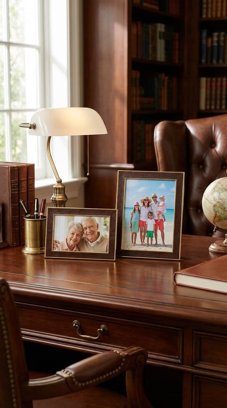 Customer photo review of Story&Suns Vegan Leather Picture Frame – Equestrian Themed with Metal Edge