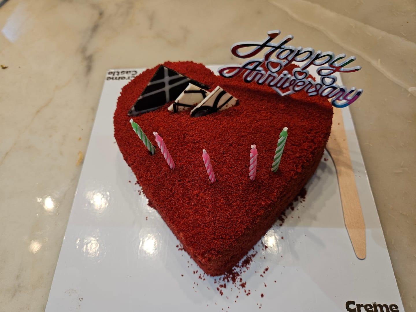 Customer photo review of Red Velvet Anniversary Cake