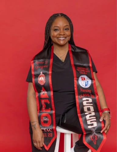 Customer photo review of Personalized Delta Sigma Theta Black Graduation Stole School And Org Style