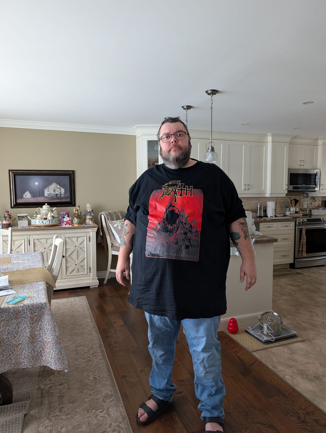 Customer photo review of DEATH Men's Big & Tall Long Sleeve Cotton T-Shirt