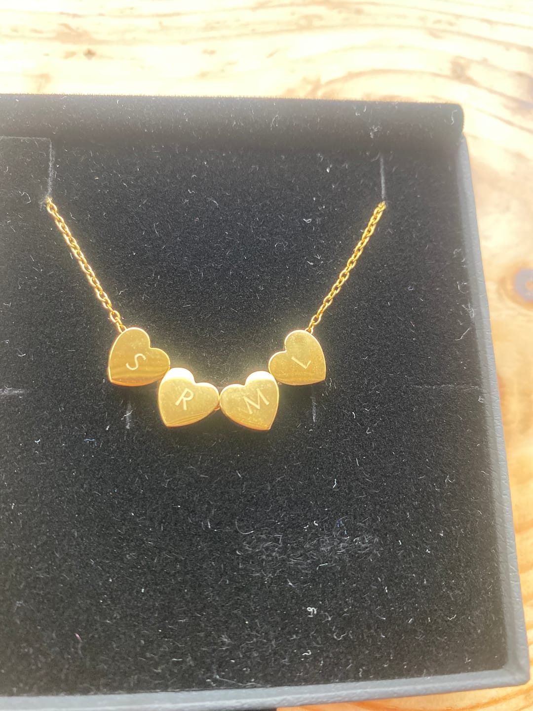 Customer photo review of Amo Heart Quadruple Bead Necklace in Gold