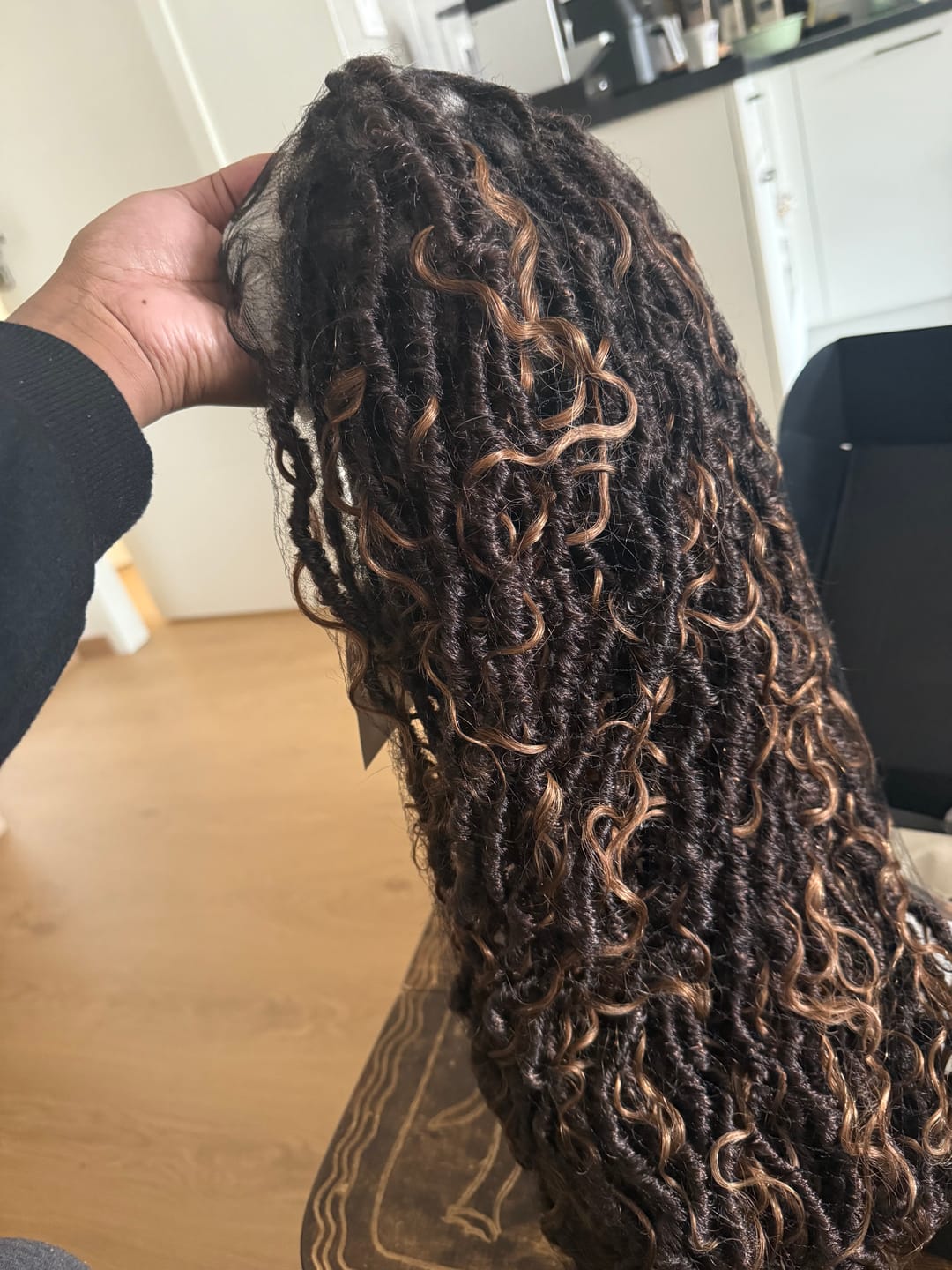 Customer photo review of Salon-level Knotless Boho Locs Swiss HD Full Lace Human Hair Boho Curls Locs Wig