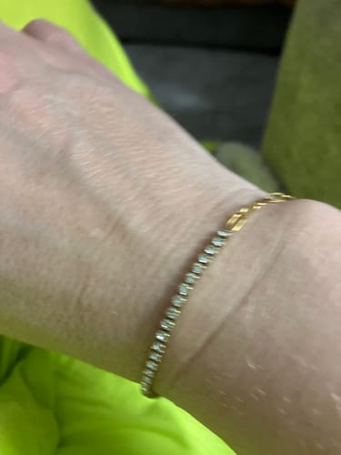 Customer's close-up of the Fae Tennis Bracelet on their wrist.
