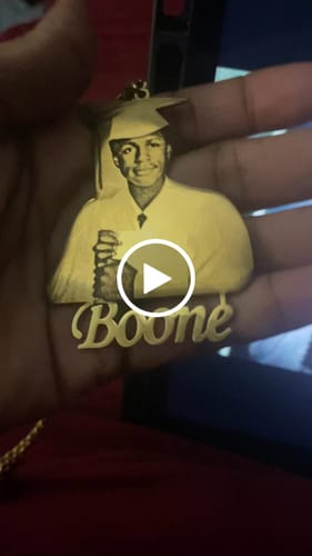Customer video review of Custom Photo Engraved Pendant Necklace
