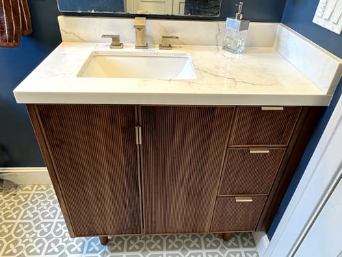 Customer photo review of Malibu SLIM 36" American Black Walnut Bathroom Vanity, Left Sink