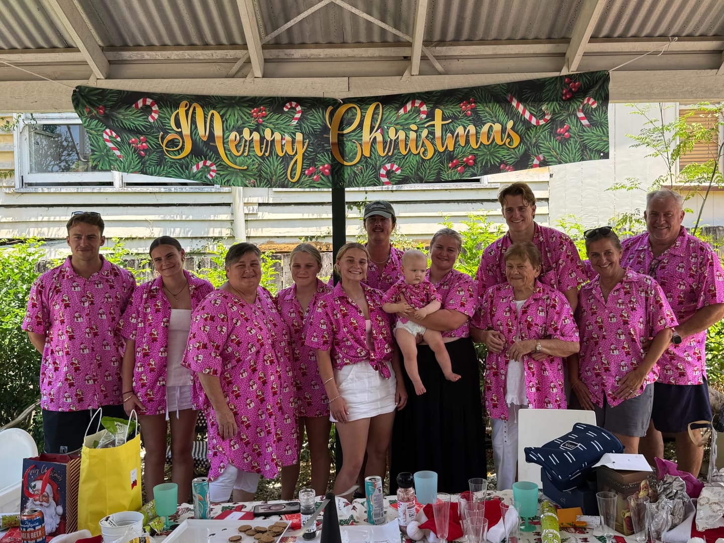 Customer photo review of Santa Polka Pink Christmas Adult Shirt