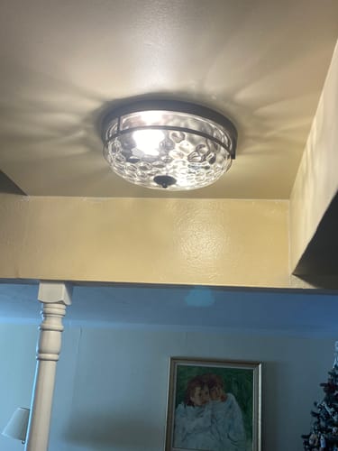 Customer photo review of Farmhouse Round Hammered Glass Flush Mount