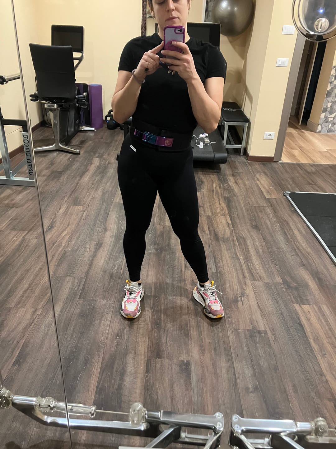 Customer photo review of Black w/ Purple Stitching Lever Belt, 10mm - IPF Approved