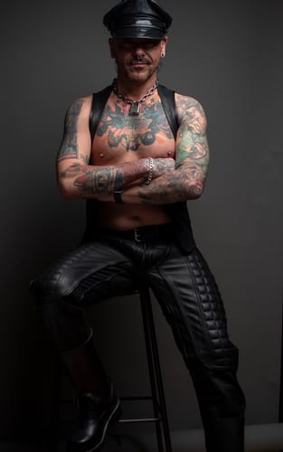 Customer photo review of Tight Fit Padded Leather Pants