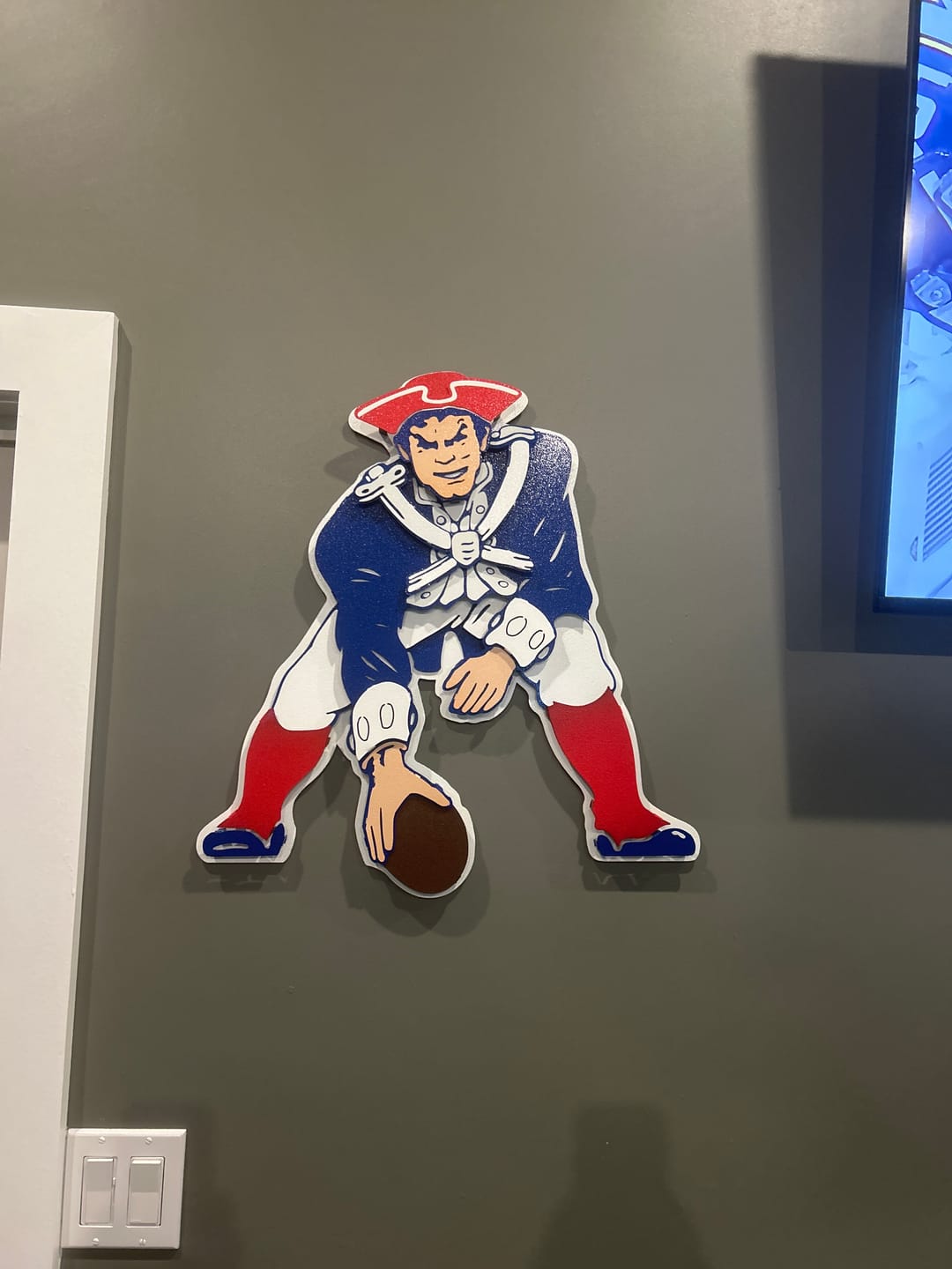 Customer photo review of New England Patriots Throwback "1961 Pat Patriot" 3D Vintage Metal Wall Art