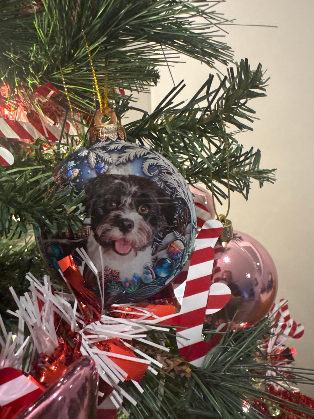 Customer photo review of Custom Photo Pets Make Our Lives Whole - Dog & Cat Personalized Ornament
