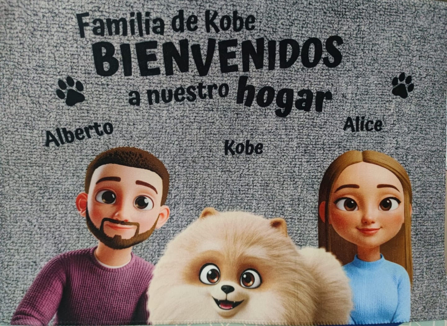 Customer photo review of Nuestro hogar - Felpudo personalizado