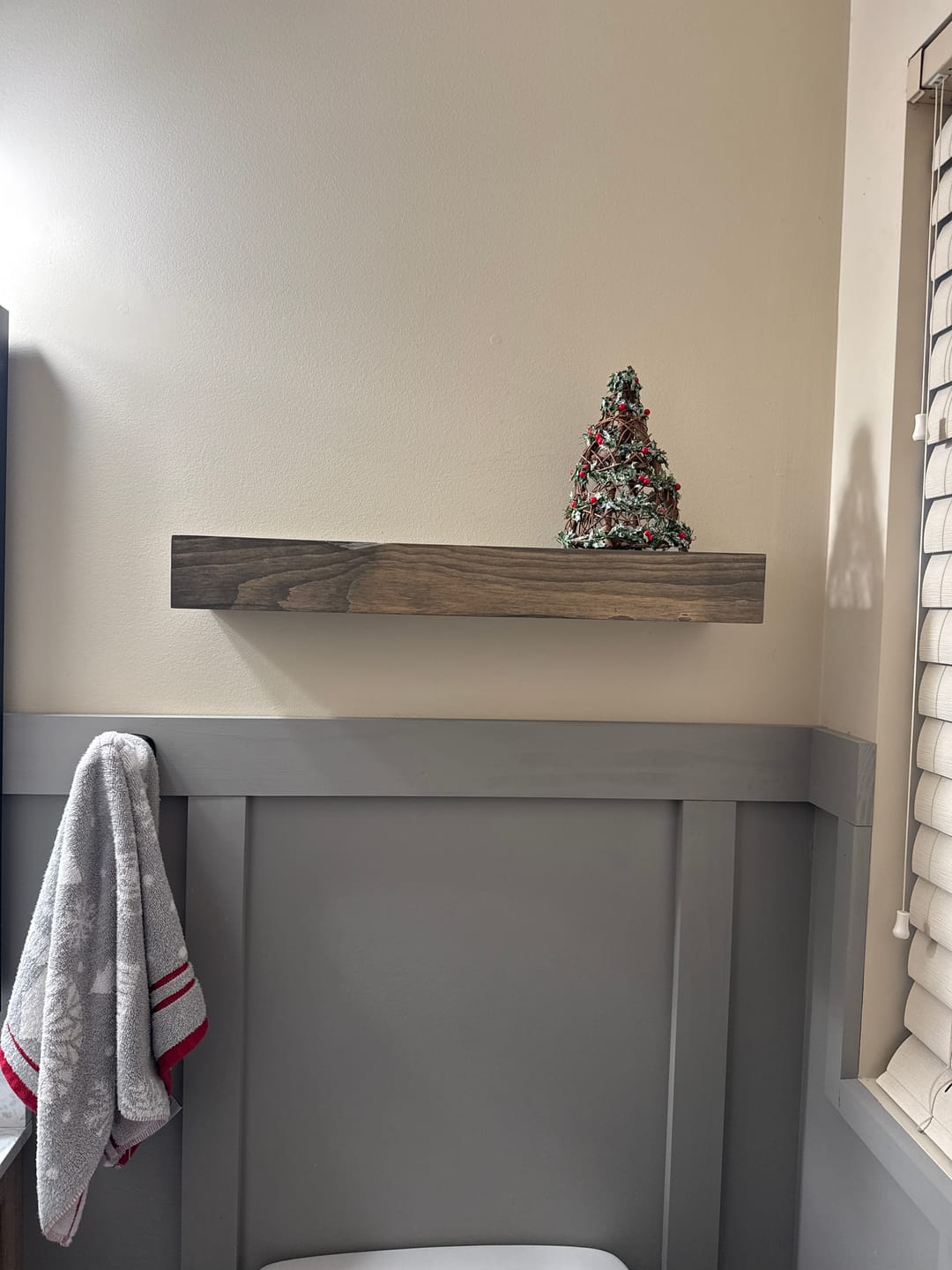Customer photo review of Distressed 3" Thick Floating Shelves