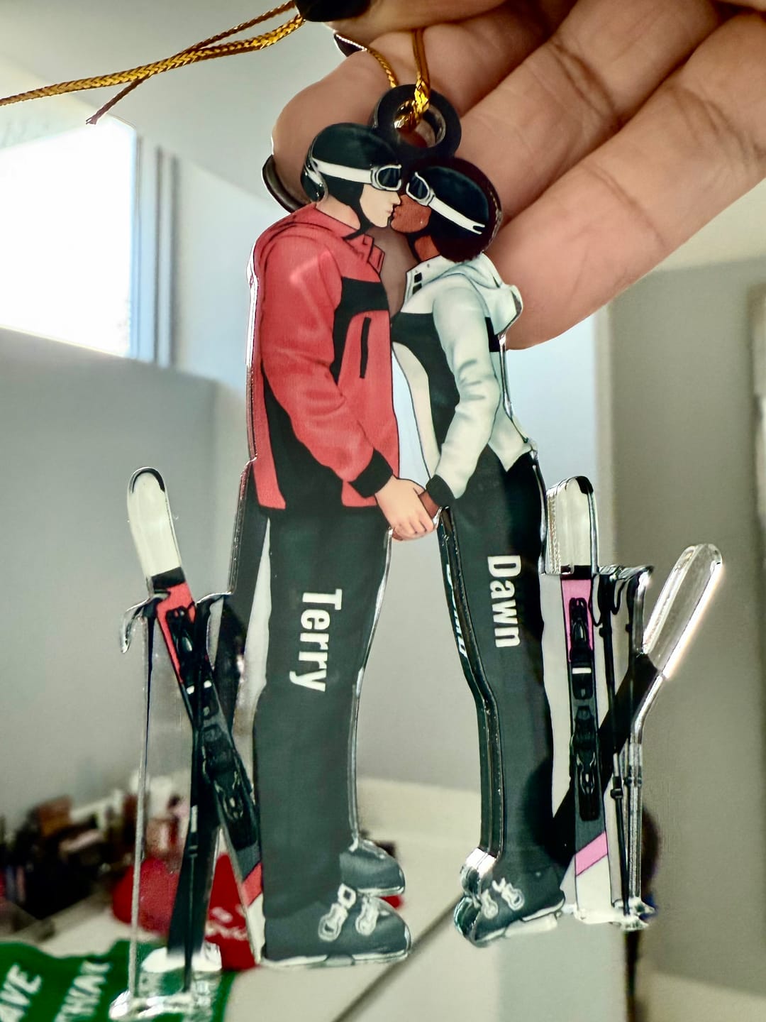 Customer photo review of Skiing Partners For Life - Personalized Gifts Skiing Ornament For Couples, Skiing Loves