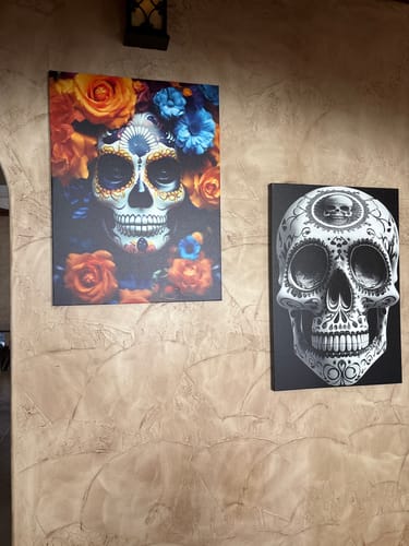 Customer photo review of Dia De Los Muertos - Orange & Blue Flowers
