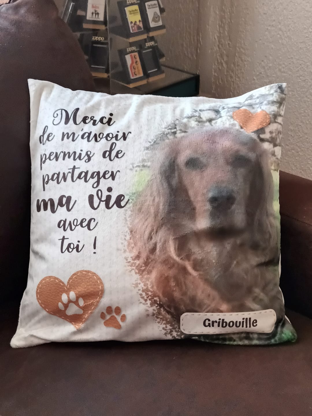 Customer photo review of Merci - Coussin personnalisé