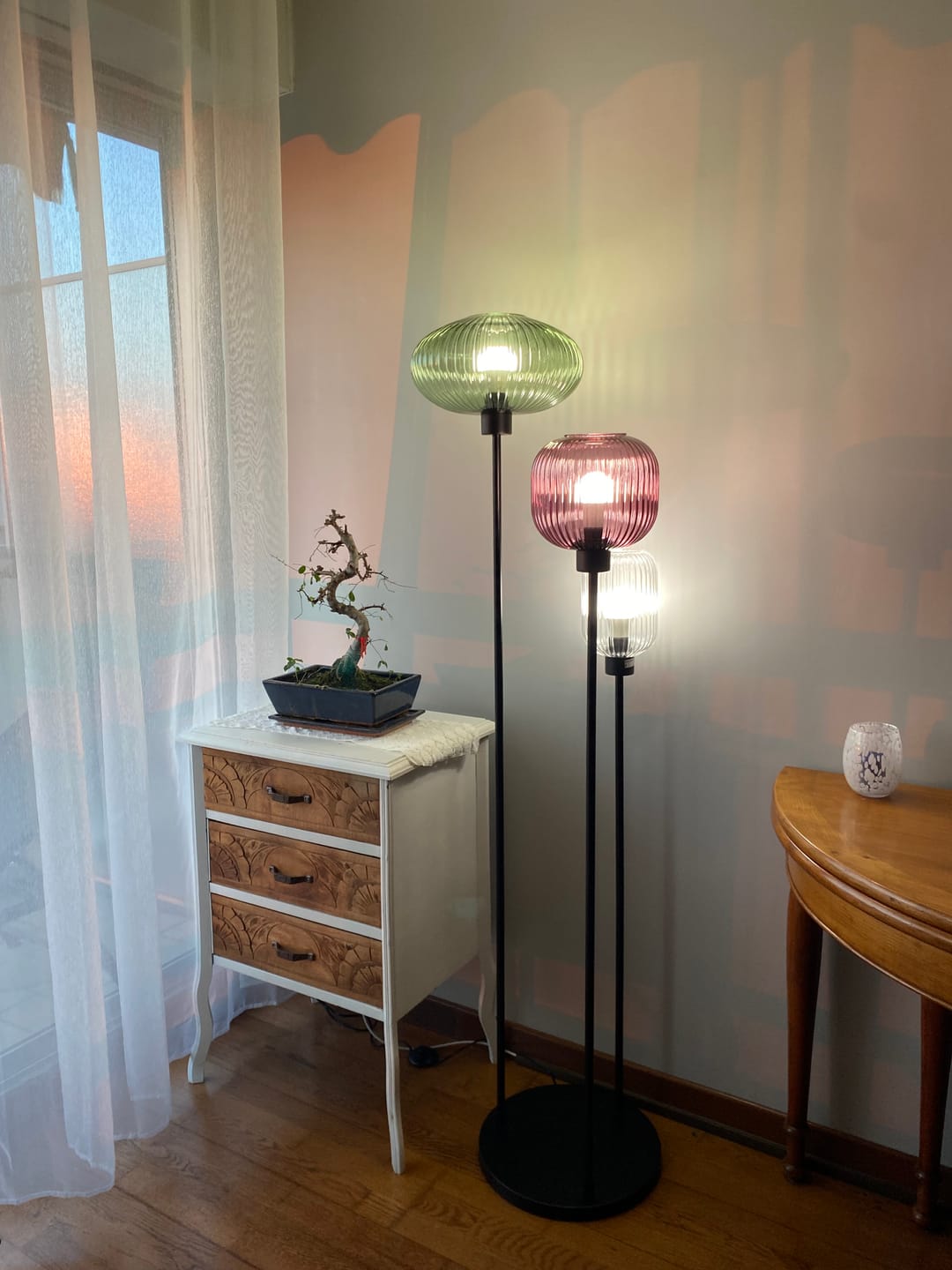 Customer photo review of Lampadaire en verre vintage CRISTALI | 3 luminaires à personnaliser