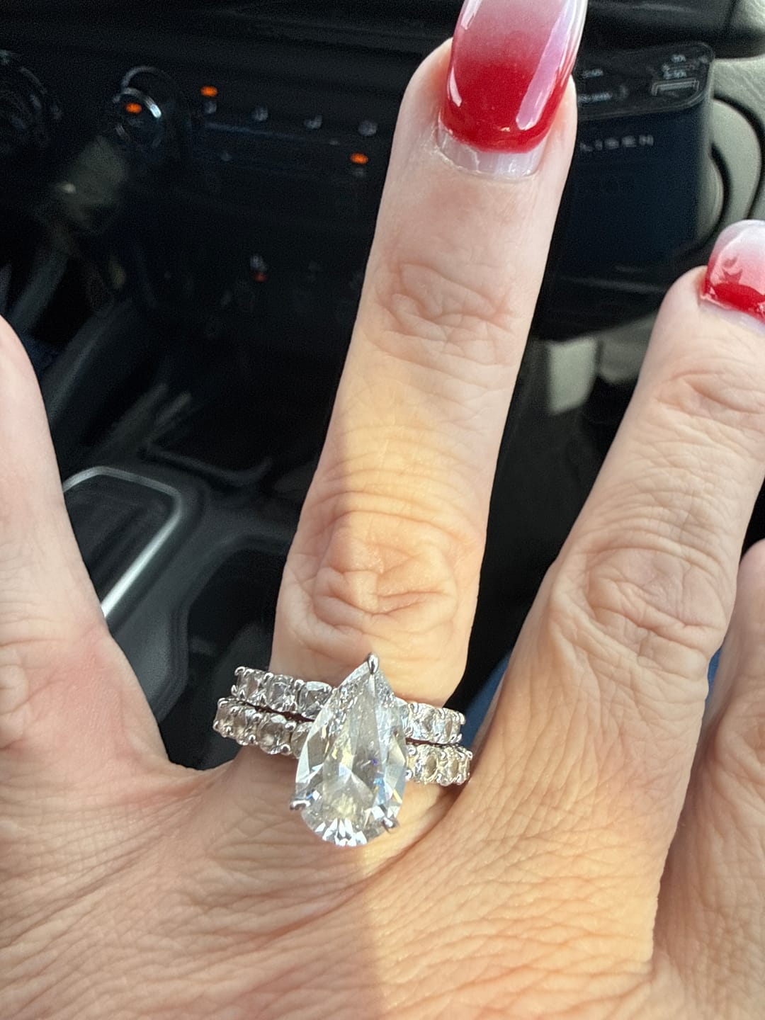 Customer photo review of S925 2.5 Carat Cushion Cut Women's Wedding Band In Sterling Silver Stackable Ring