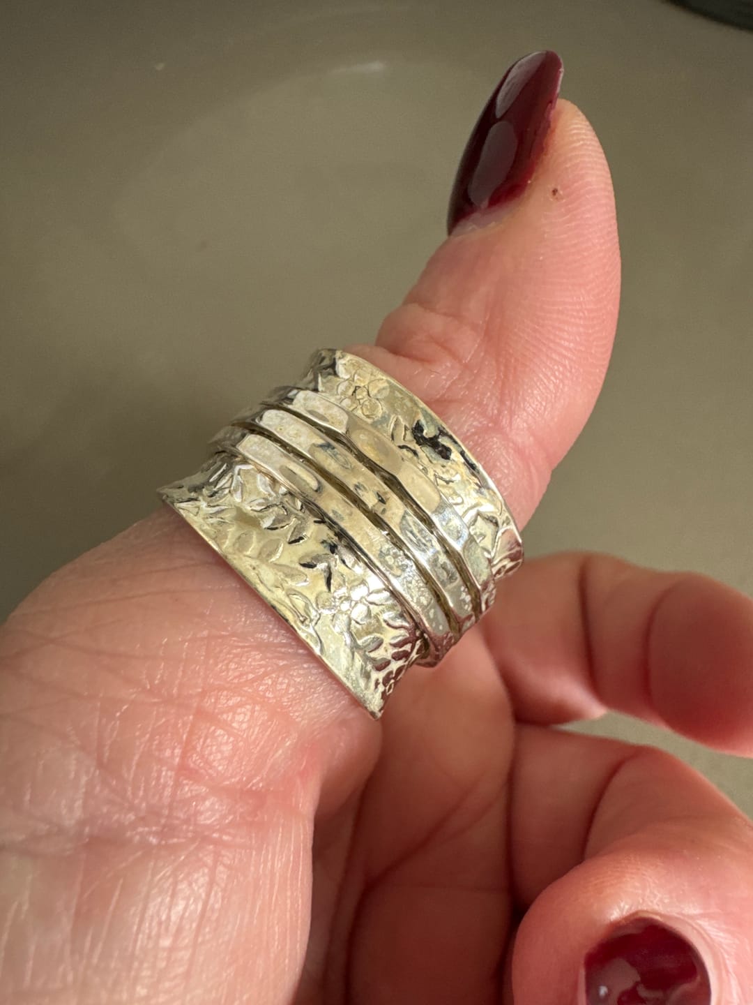 Customer photo review of Sterling Silver Flowers Meditation Ring