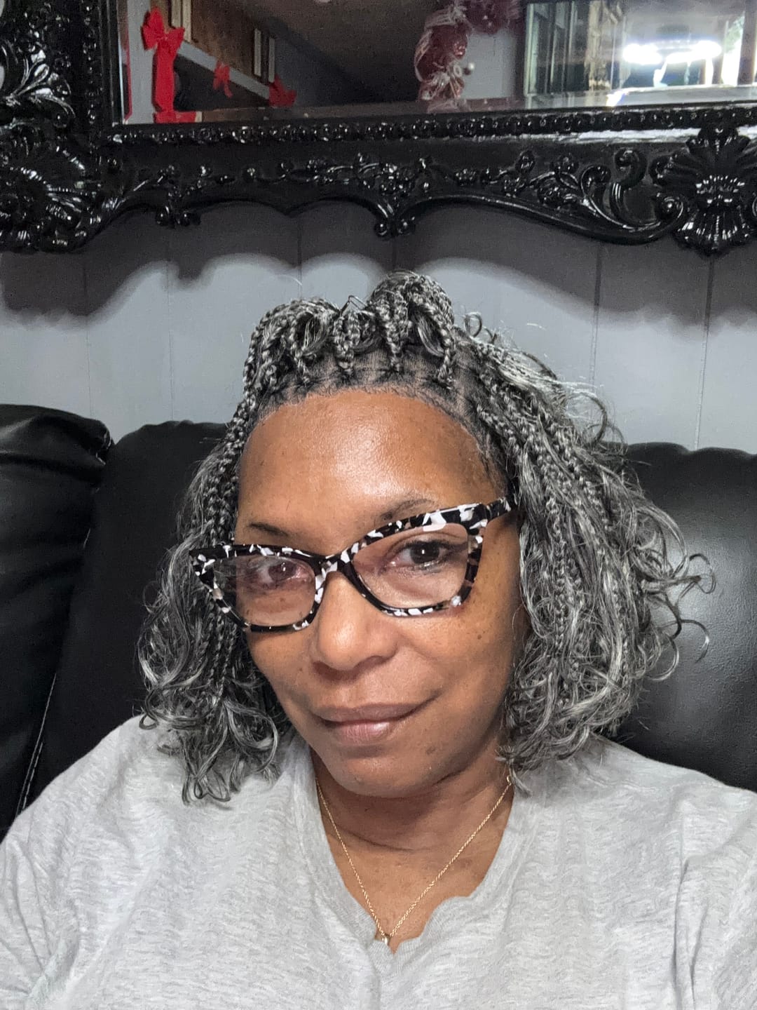 Customer photo review of Coco - Glueless Human Hair Braided Wig Pre Cut HD Full Elastic Lace Free Part Ready-To-Go (Lace Not Hand Tied)