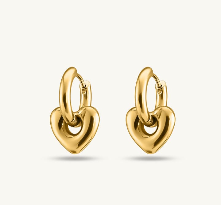 Customer photo review of Gold Heart Hoop Earrings