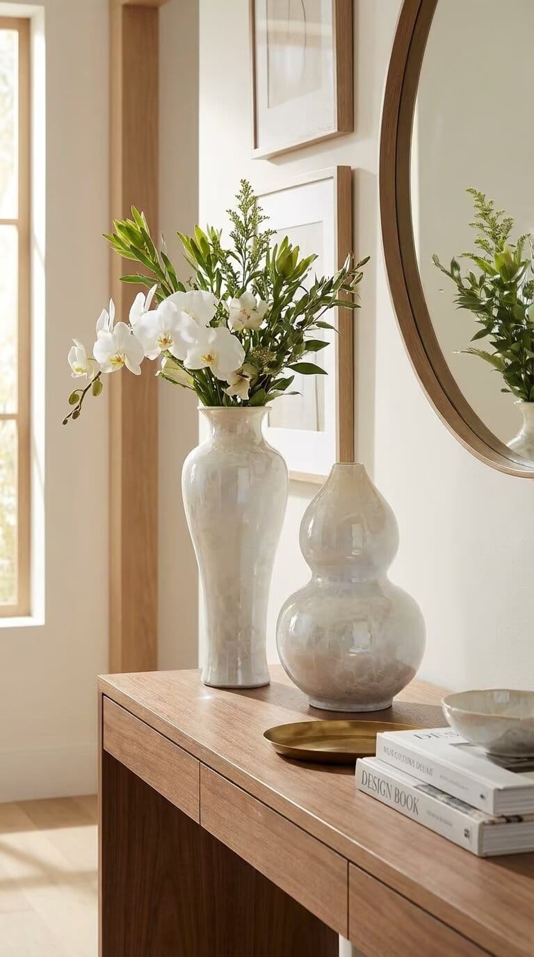 Customer photo review of Set of 3 Crystalline Glaze Bud Vases – Handcrafted Ceramic Mother of Pearl  Mini Vases for Home Décor