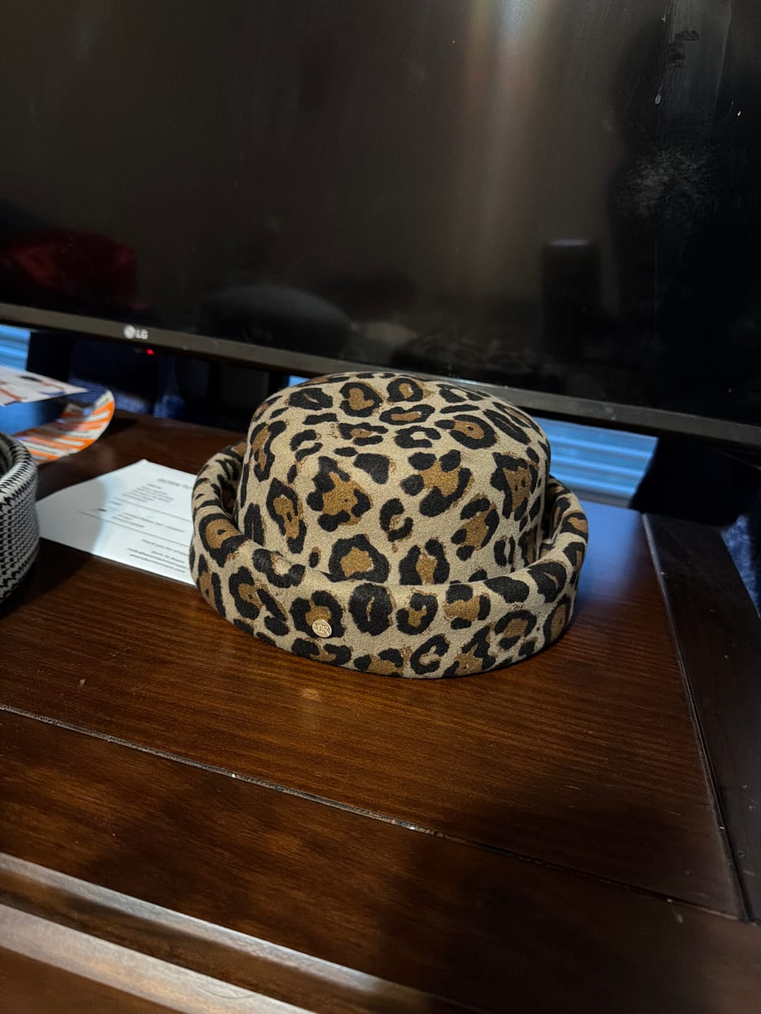 Customer photo review of London Pillbox Hat - Leopard