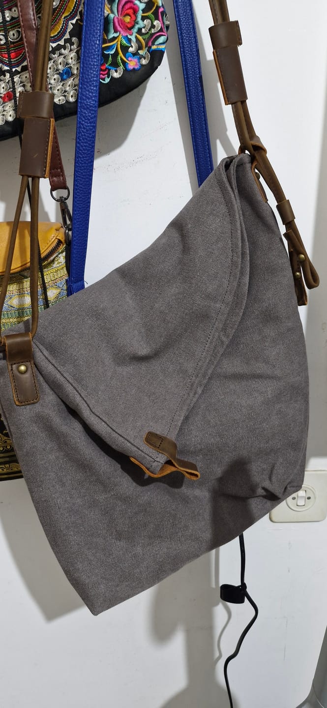 Customer photo review of Women Canvas And Leather Crossbody Bag
