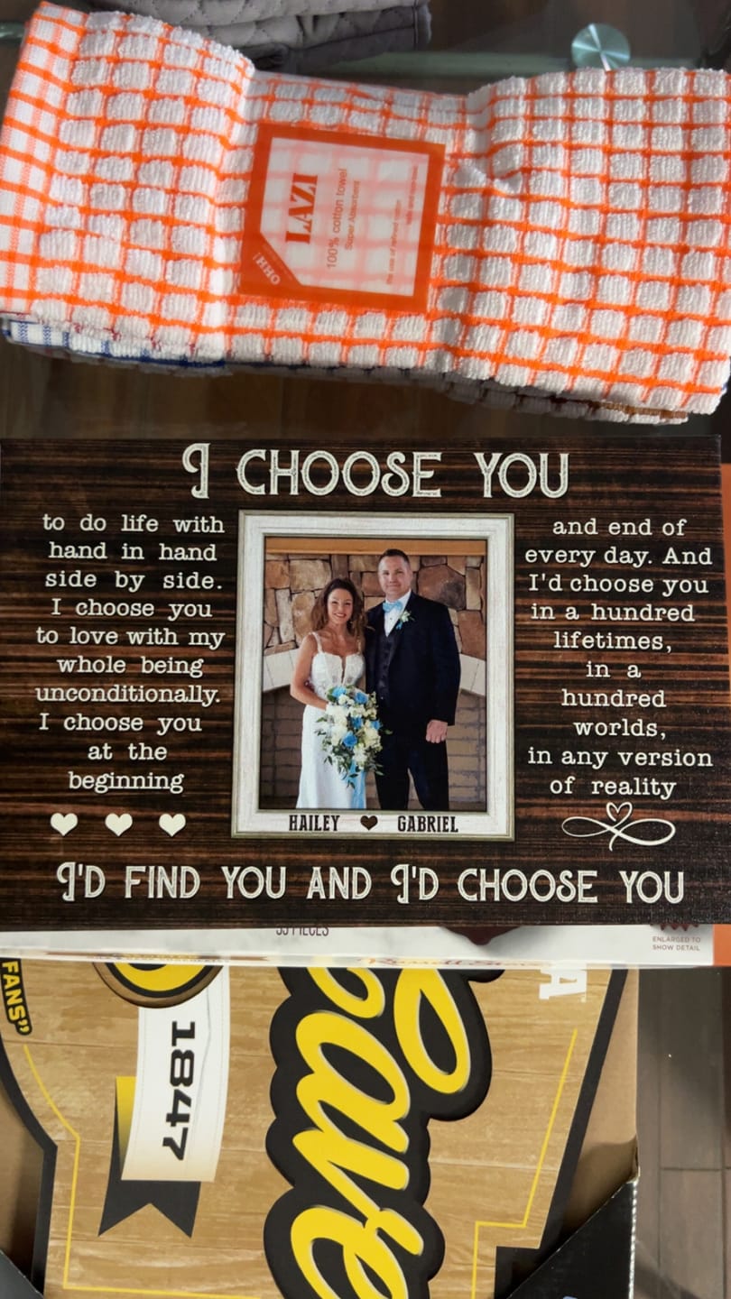 Customer photo review of Personalized Canvas Prints, Custom Photos, Loving Gift For Couple, Couple Gift, Anniversary Gift, When I Say I Love You More Dem Canvas