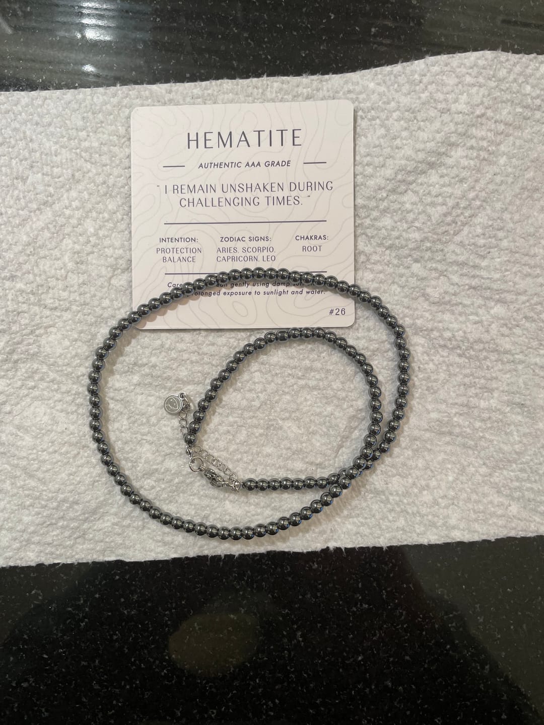 Customer photo review of Hematite Beaded Necklace Mini